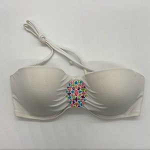 Victoria’s Secret bandeau jeweled white swim top